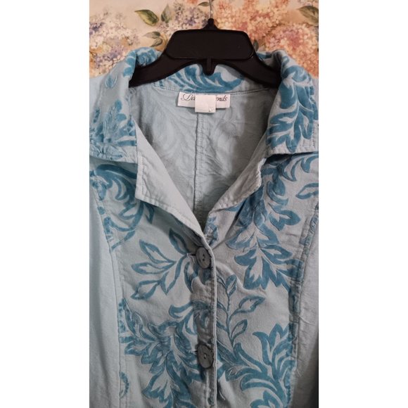 Dear Friends Large Blue Vintage Velour Boho Western Cottage Country Blazer Jacke - Picture 3 of 5